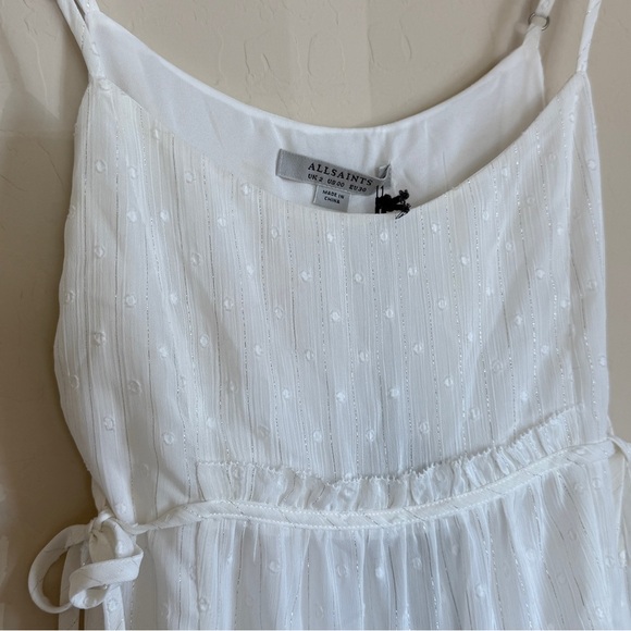 All Saints Tilly Short Dobby Little White Dress Tiered Ruffle Prairie Women’s 2 - Picture 2 of 9
